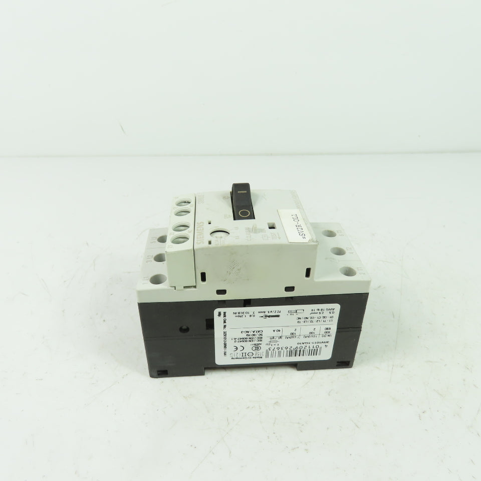 Siemens 3RV1011-1GA10 Motor Starter Circuit Breaker Protector 600V 4.5-6.3A Trip