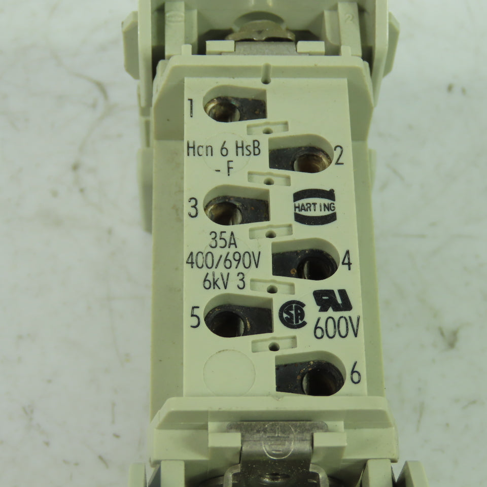 Harting Han 6 HsB 6-Pin Connector Plug Receptacle Female 400/690V 6kV 35A