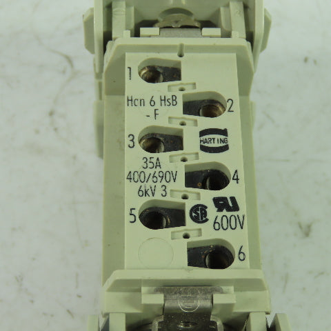 Harting Han 6 HsB 6-Pin Connector Plug Receptacle Female 400/690V 6kV 35A