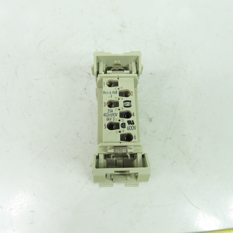 Harting Han 6 HsB 6-Pin Connector Plug Receptacle Female 400/690V 6kV 35A