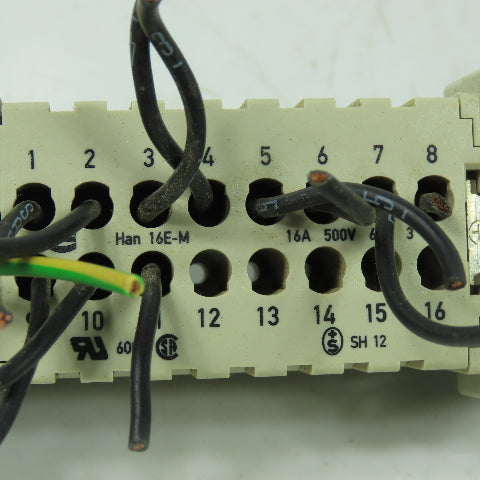 Harting 16E-F / 16E-M 16-Pos. Connector Plug Receptacle Female/Male 600V 16A 6kV