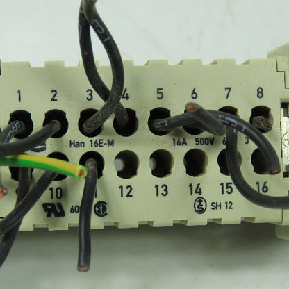Harting 16E-F / 16E-M 16-Pos. Connector Plug Receptacle Female/Male 600V 16A 6kV