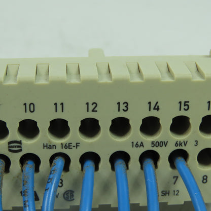 Harting 16E-F / 16E-M 16-Pos. Connector Plug Receptacle Female/Male 600V 16A 6kV