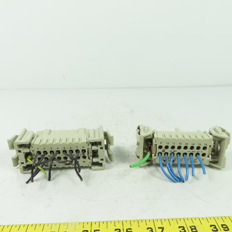 Harting 16E-F / 16E-M 16-Pos. Connector Plug Receptacle Female/Male 600V 16A 6kV