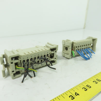 Harting 16E-F / 16E-M 16-Pos. Connector Plug Receptacle Female/Male 600V 16A 6kV