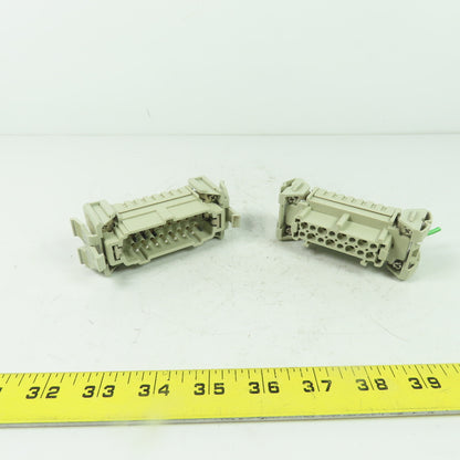 Harting 16E-F / 16E-M 16-Pos. Connector Plug Receptacle Female/Male 600V 16A 6kV