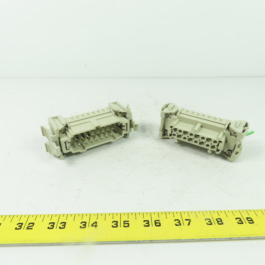 Harting 16E-F / 16E-M 16-Pos. Connector Plug Receptacle Female/Male 600V 16A 6kV