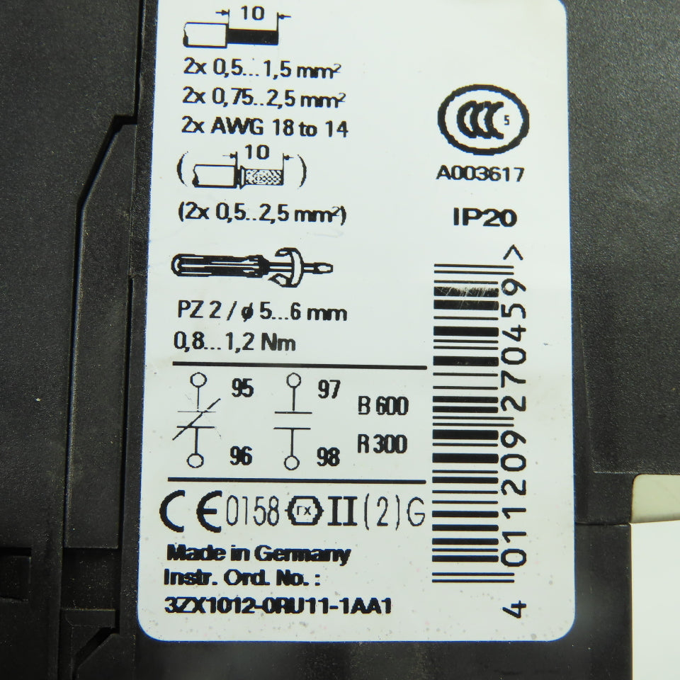 Siemens 3RU1116-1JB1 Overload Relay 7-10A 600VAC