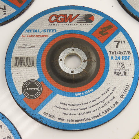 CGW A24RBF 7" x 1/4 x 7/8" Depressed Center Metal Grinding Wheels 8500RPM Lot/13