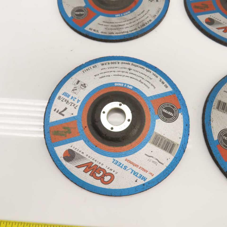 CGW A24RBF 7" x 1/4 x 7/8" Depressed Center Metal Grinding Wheels 8500RPM Lot/13