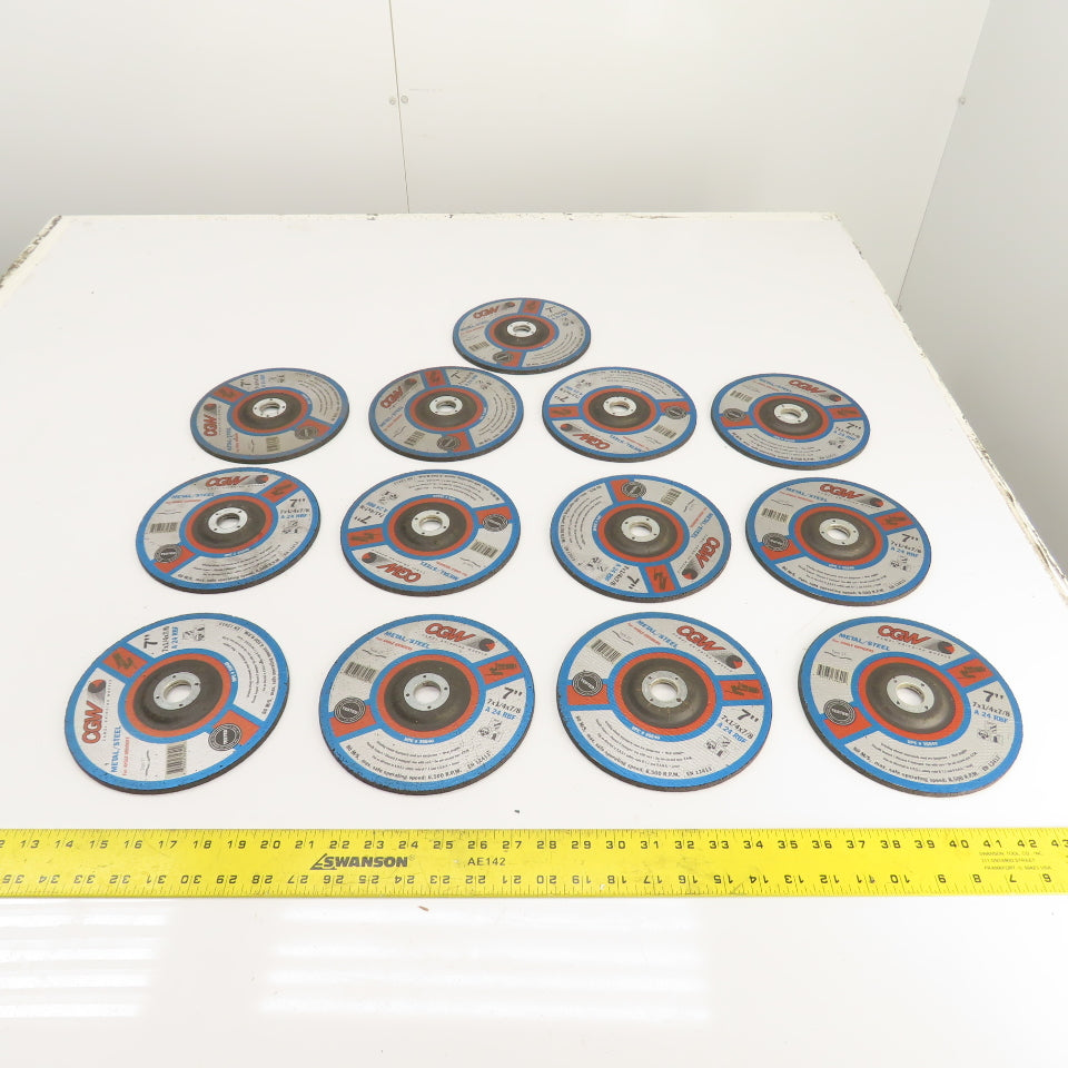 CGW A24RBF 7" x 1/4 x 7/8" Depressed Center Metal Grinding Wheels 8500RPM Lot/13