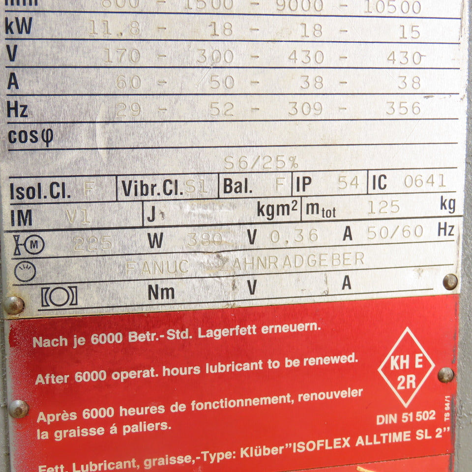 Franz Kessler DM0112.AM.4.AFF-C2A 18KW Spindle Motor 3PH