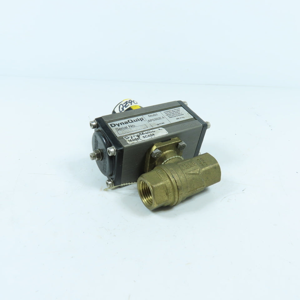 DyneQuip DynaMatic AP0303DA 6CX04 1/2" Air Actuated Brass Ball Valve 140PSI Max