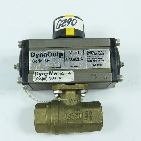 DyneQuip DynaMatic AP0303DA 6CX04 1/2" Air Actuated Brass Ball Valve 140PSI Max