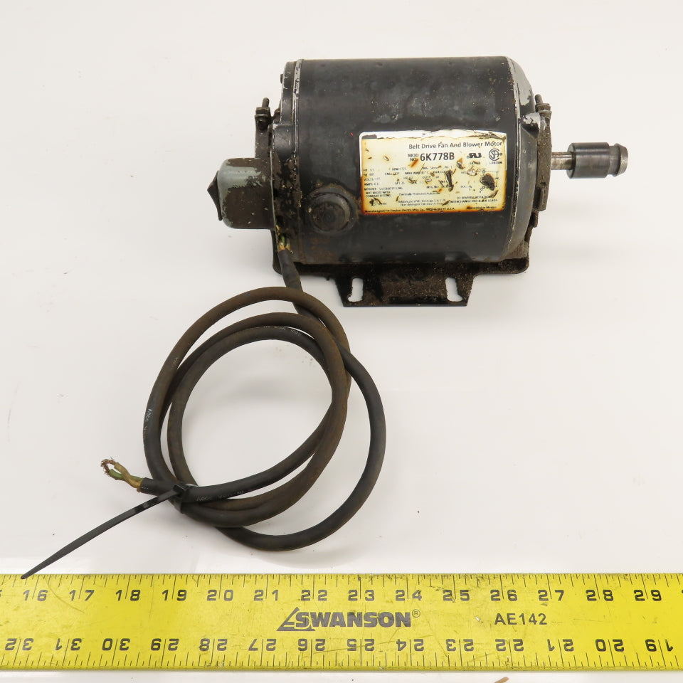 Dayton 6K778B 1/3HP Electric Fan & Blower Motor 115V 1PH 1725RPM 48Y Frame 1/2"