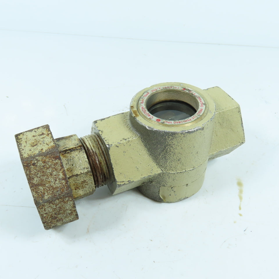 Midwest 350SS 1-1/4" NPT Stainless Sight Flow Indicator Glass 125 PSIG Max 200°