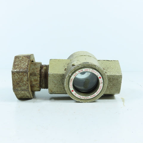 Midwest 350SS 1-1/4" NPT Stainless Sight Flow Indicator Glass 125 PSIG Max 200°