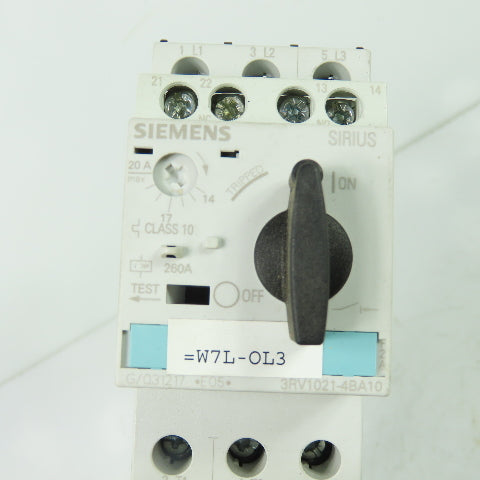 Siemens 3RT1026-1B (2) Motor Starter Contactor 24VDC Coil W/ 3RV1021-4BA10