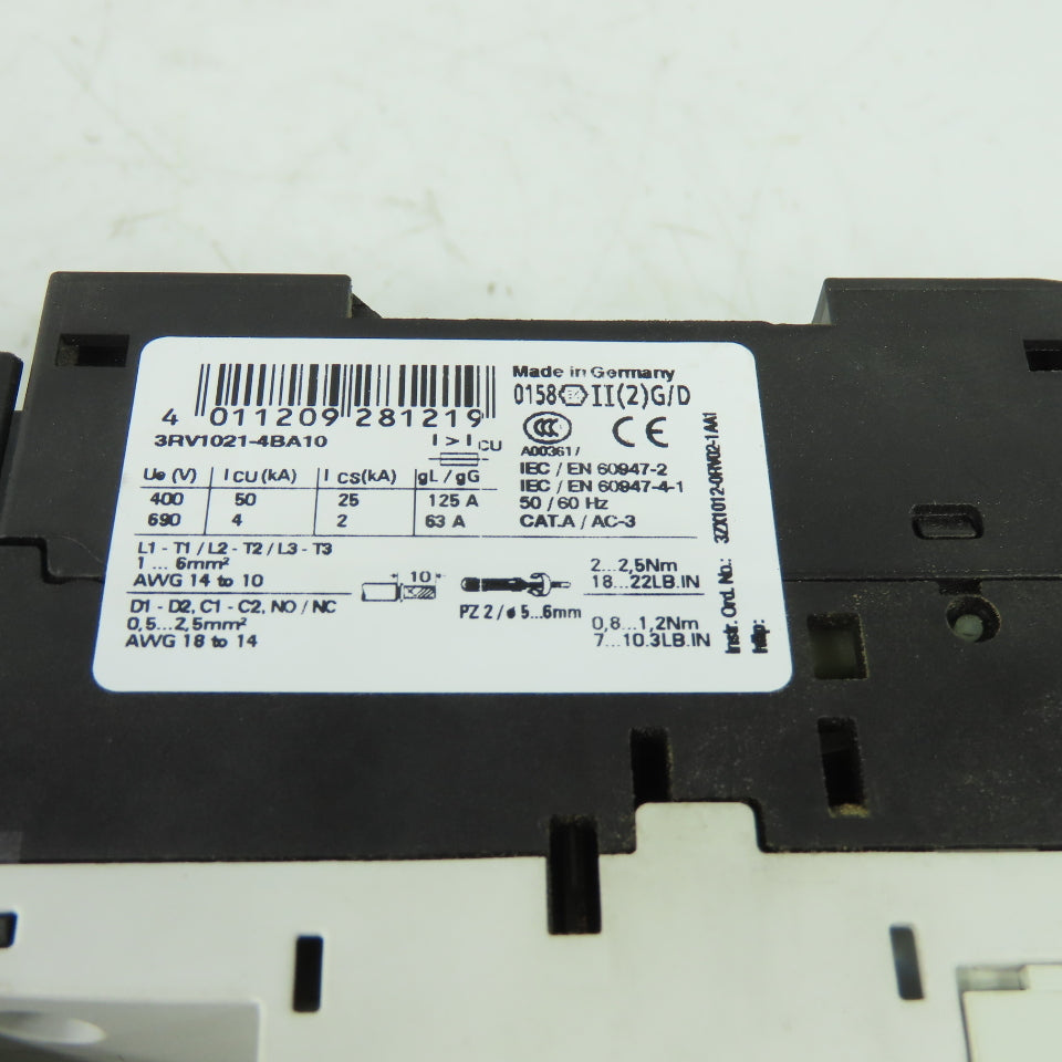 Siemens 3RT1026-1B (2) Motor Starter Contactor 24VDC Coil W/ 3RV1021-4BA10