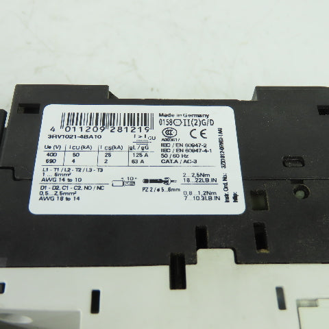 Siemens 3RT1026-1B (2) Motor Starter Contactor 24VDC Coil W/ 3RV1021-4BA10