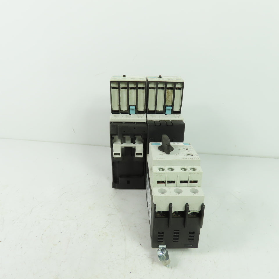 Siemens 3RT1026-1B (2) Motor Starter Contactor 24VDC Coil W/ 3RV1021-4BA10