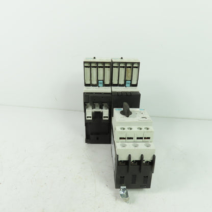 Siemens 3RT1026-1B (2) Motor Starter Contactor 24VDC Coil W/ 3RV1021-4BA10