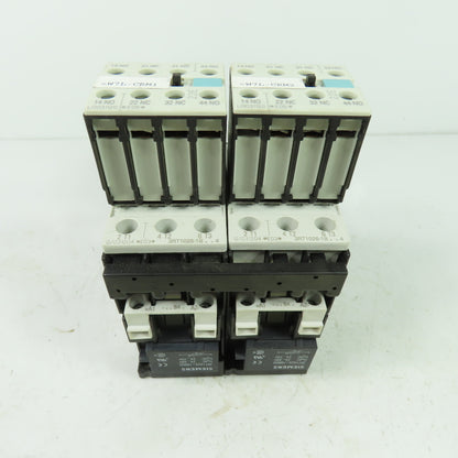 Siemens 3RT1026-1B (2) Motor Starter Contactor 24VDC Coil W/ 3RV1021-4BA10