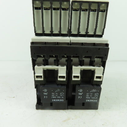 Siemens 3RT1026-1B (2) Motor Starter Contactor 24VDC Coil W/ 3RV1021-4BA10