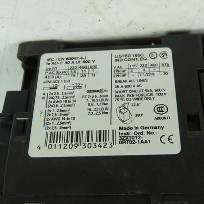 Siemens 3RT1026-1B (2) Motor Starter Contactor 24VDC Coil W/ 3RV1021-4BA10