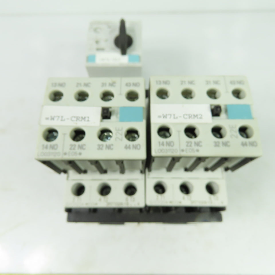 Siemens 3RT1026-1B (2) Motor Starter Contactor 24VDC Coil W/ 3RV1021-4BA10
