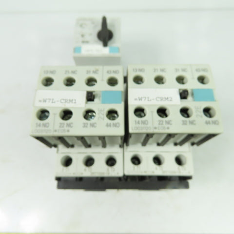 Siemens 3RT1026-1B (2) Motor Starter Contactor 24VDC Coil W/ 3RV1021-4BA10