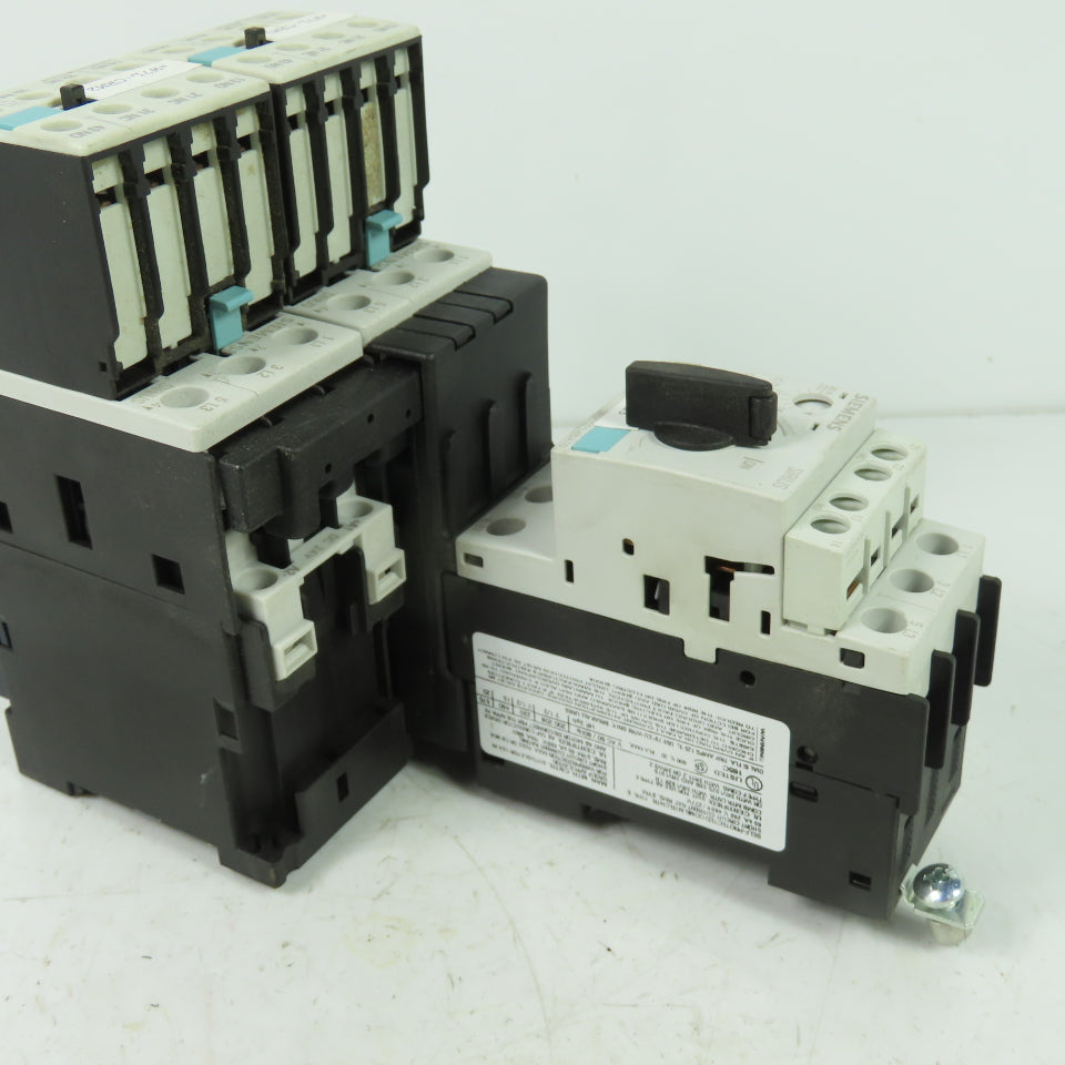 Siemens 3RT1026-1B (2) Motor Starter Contactor 24VDC Coil W/ 3RV1021-4BA10