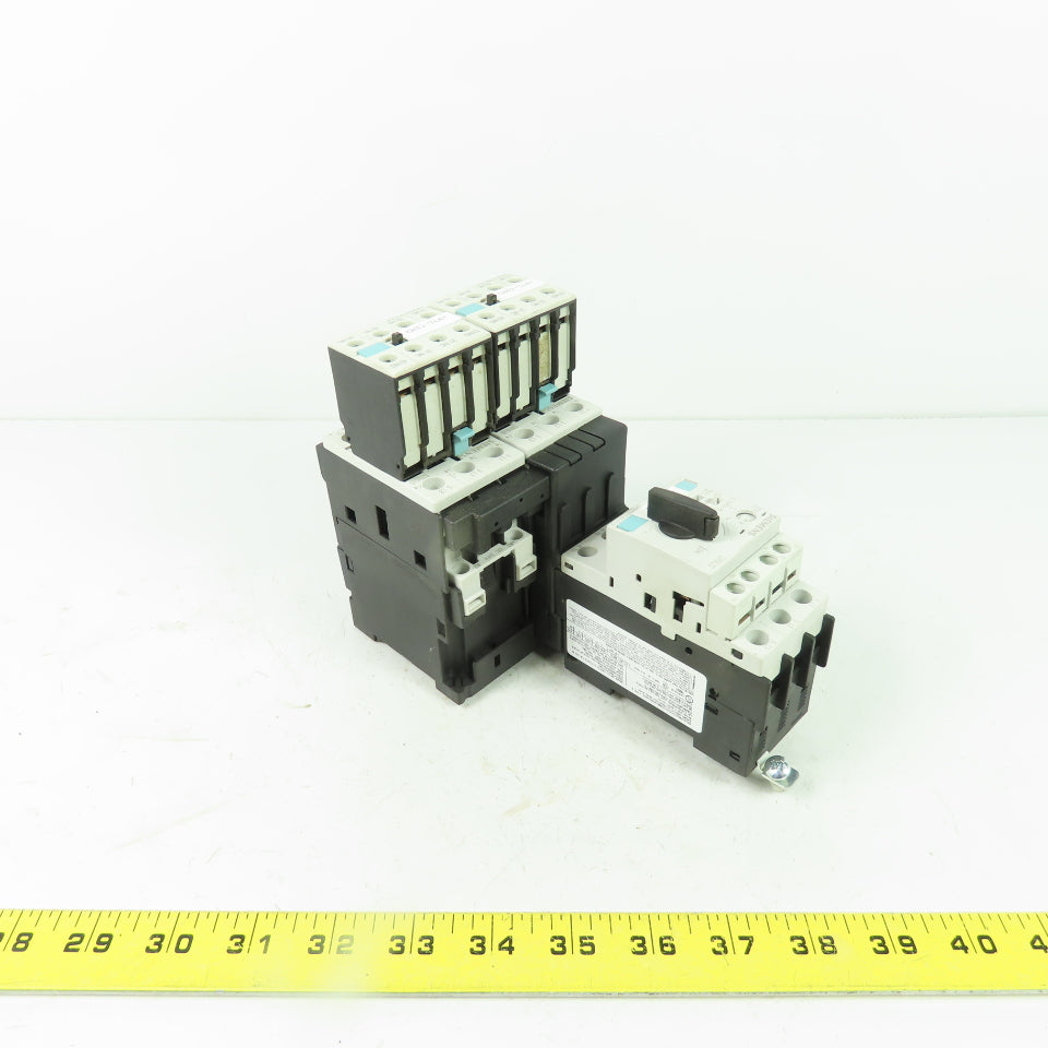 Siemens 3RT1026-1B (2) Motor Starter Contactor 24VDC Coil W/ 3RV1021-4BA10