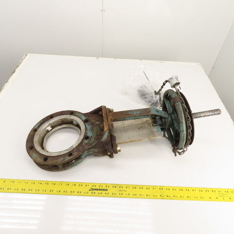 DeZurik 9002626 6" Stainless Steel Manual Knife Gate Valve 150PSI W/ Chain Wheel