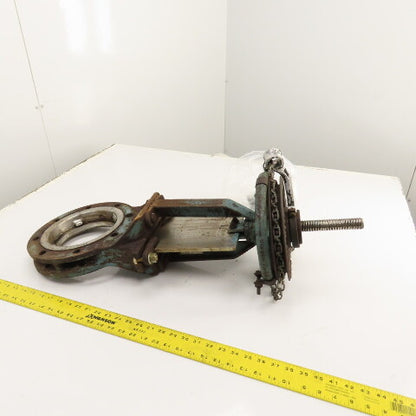 DeZurik 9002626 6" Stainless Steel Manual Knife Gate Valve 150PSI W/ Chain Wheel