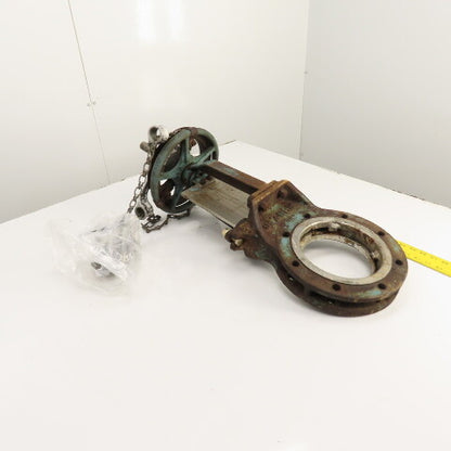 DeZurik 9002626 6" Stainless Steel Manual Knife Gate Valve 150PSI W/ Chain Wheel