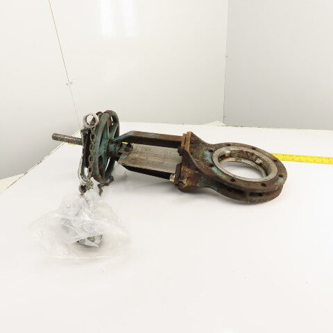 DeZurik 9002626 6" Stainless Steel Manual Knife Gate Valve 150PSI W/ Chain Wheel
