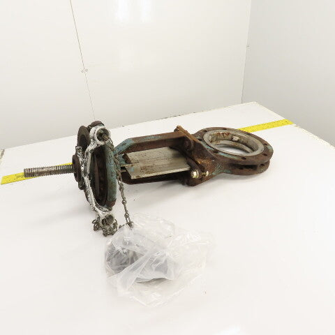 DeZurik 9002626 6" Stainless Steel Manual Knife Gate Valve 150PSI W/ Chain Wheel