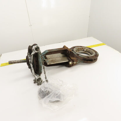DeZurik 9002626 6" Stainless Steel Manual Knife Gate Valve 150PSI W/ Chain Wheel