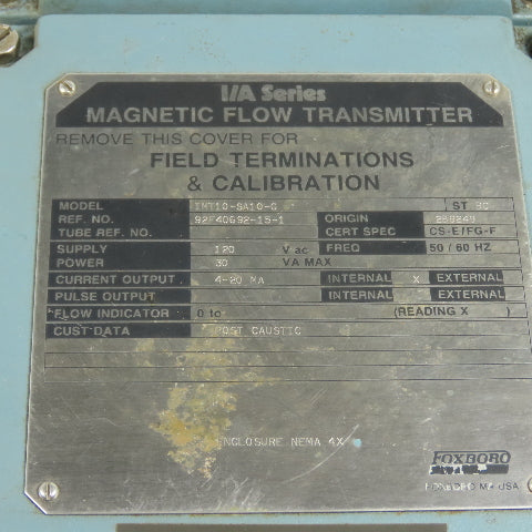 Foxboro IMT10-SA10-G I/A Series Magnetic Flow Transmitter 120VAC