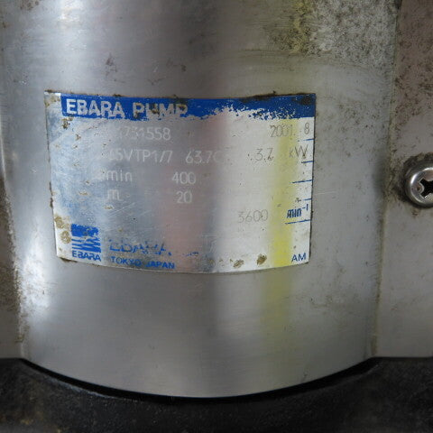 Ebara 65VTP1/7 3.7kW Vertical Multi-Stage Centrifugal Pump 460V400L/min 20m Head