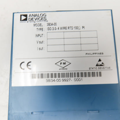 Analog Devices 3B34-00 ISO 2-3-4 Wire RTD Isolated Input Module 100Ohm