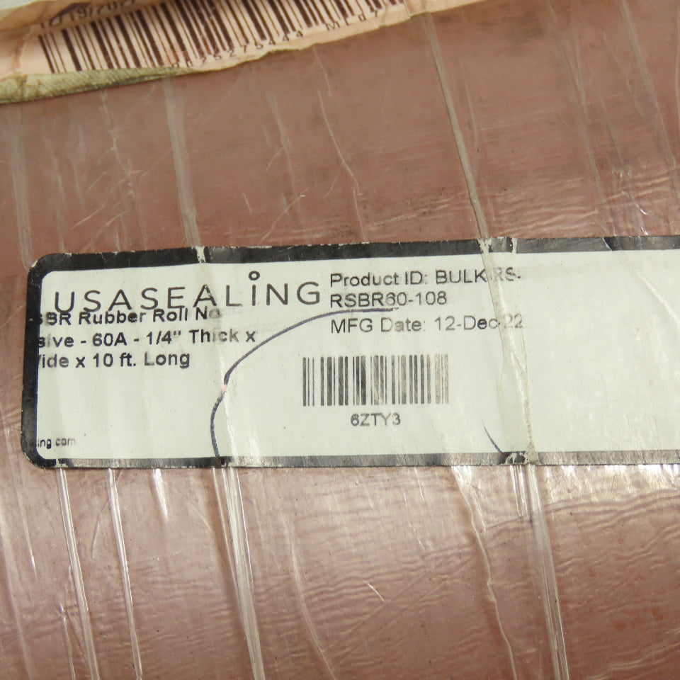 USA Sealing RSBR60-108 Red Rubber Roll 36" x 10' Long 0.25" Thick Plain Backing