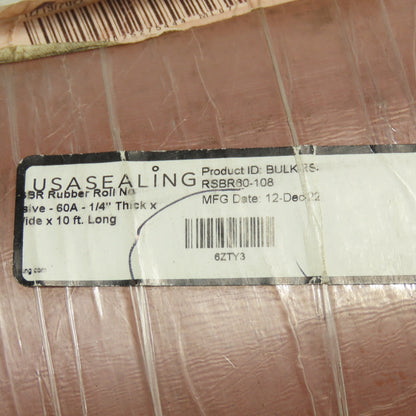 USA Sealing RSBR60-108 Red Rubber Roll 36" x 10' Long 0.25" Thick Plain Backing