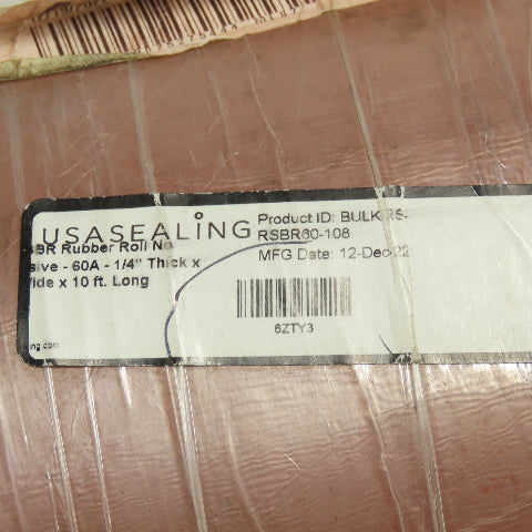USA Sealing RSBR60-108 Red Rubber Roll 36" x 10' Long 0.25" Thick Plain Backing
