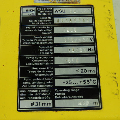 Sick WSU 26121 Photoelectric Sender Unit 120V 5VA 48/62Hz
