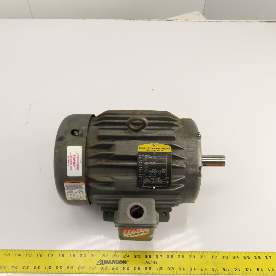 Baldor M3660T 3HP AC Electric Motor 3470RPM 208-230/460V 3PH 182T Frame Tested