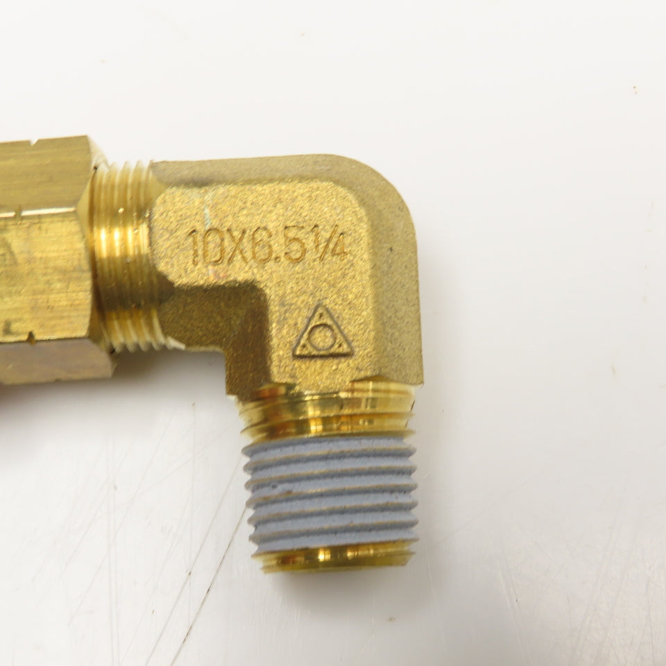 10mm OD x 6.5mm ID Tube Compression Elbow 1/4" NPT 90°