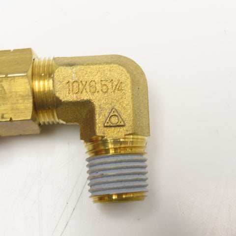 10mm OD x 6.5mm ID Tube Compression Elbow 1/4" NPT 90°