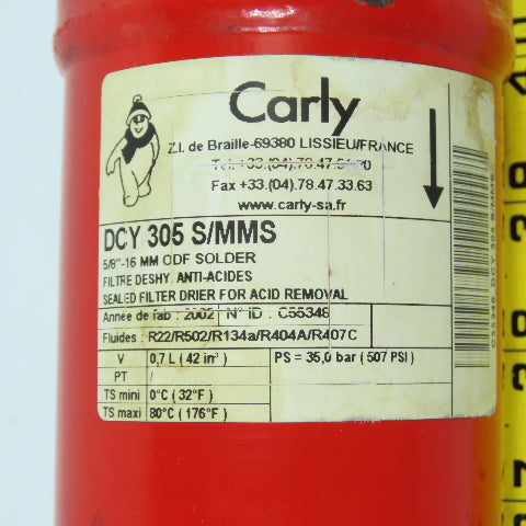 Carly DCY 305 S/MMS Sealed Filter Drier 5/8" ODF Solder 0.7 L From TMS 2000